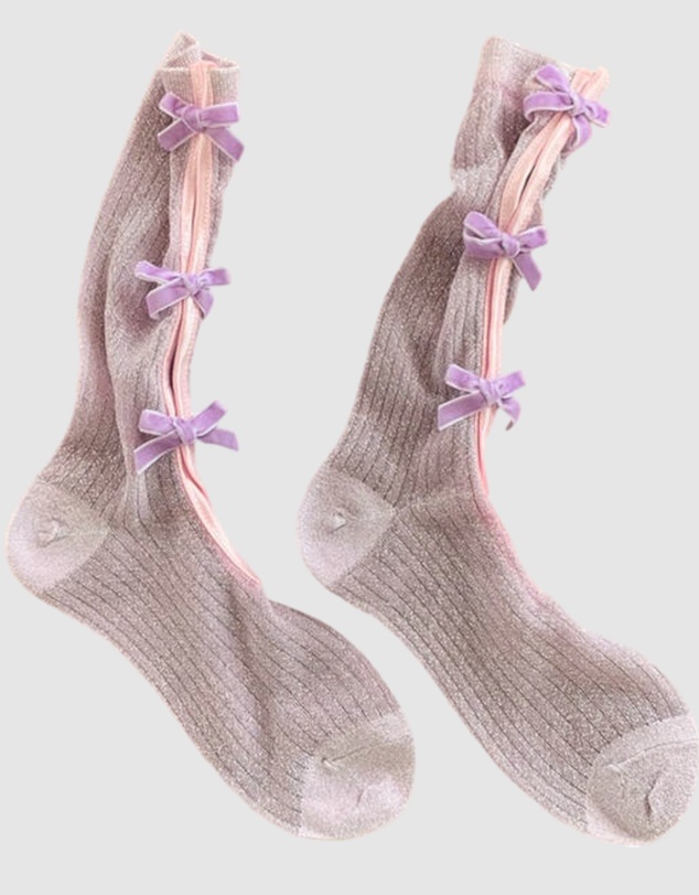 High Heel Jungle - Lurex Velvet Bow Socks