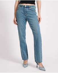 ONE TEASPOON - Austins Mid Waist Relaxed Straight Leg Jeans - Blue Crush