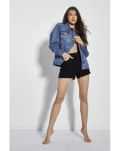Glamorous - High Waisted Black Denim Shorts