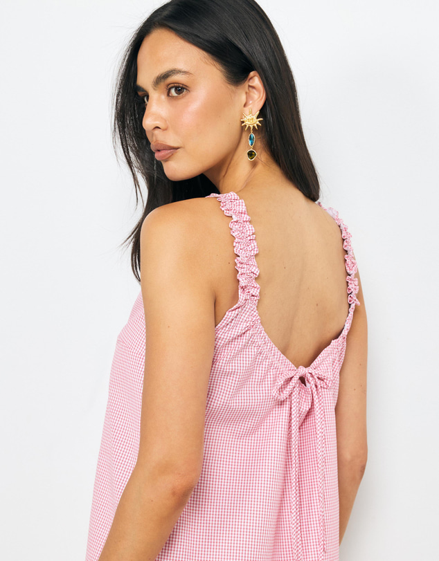 AERE - Check Tie Back Mini Dress