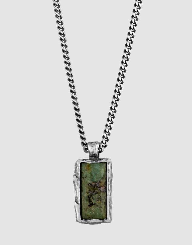 Haze & Glory - ICONIC EXCLUSIVE - Necklace Men Bold Bar African Turquoise 925 Sterling Silver