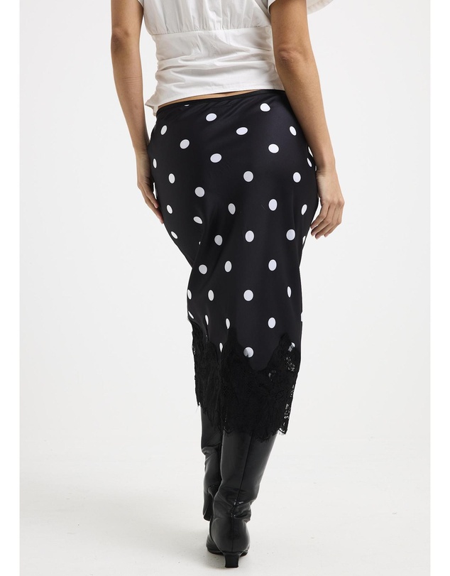 Alice In The Eve - Diana Spot Lace Trim Midi Skirt