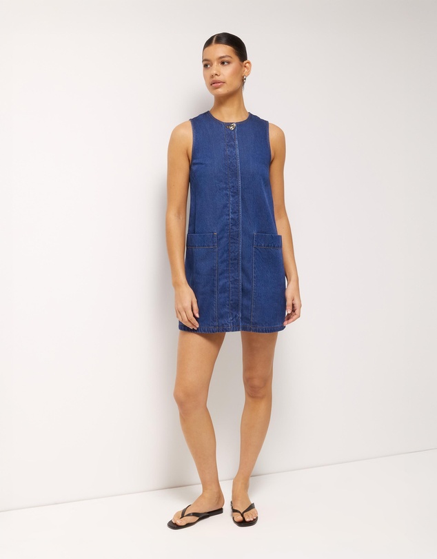 AERE - Brielle Denim Twill Mini Dress