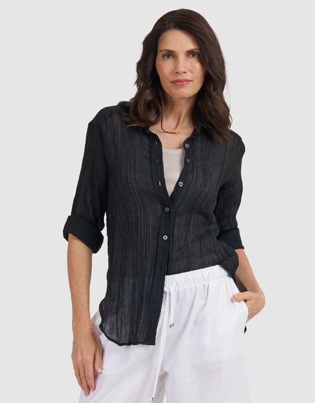 CAMIXA - Crinkle Oversized Linen Shirt