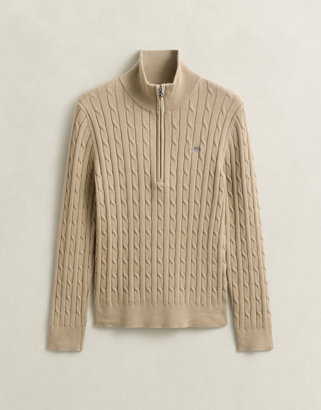 Gant - Stretch Cotton Cable Half Zip Sweater