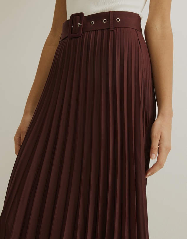 Atmos&Here - Hailey Pleated Belt Midi Skirt