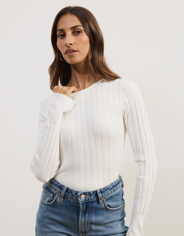 Atmos&Here - Rumi Long Sleeve Fitted Rib Knit Top