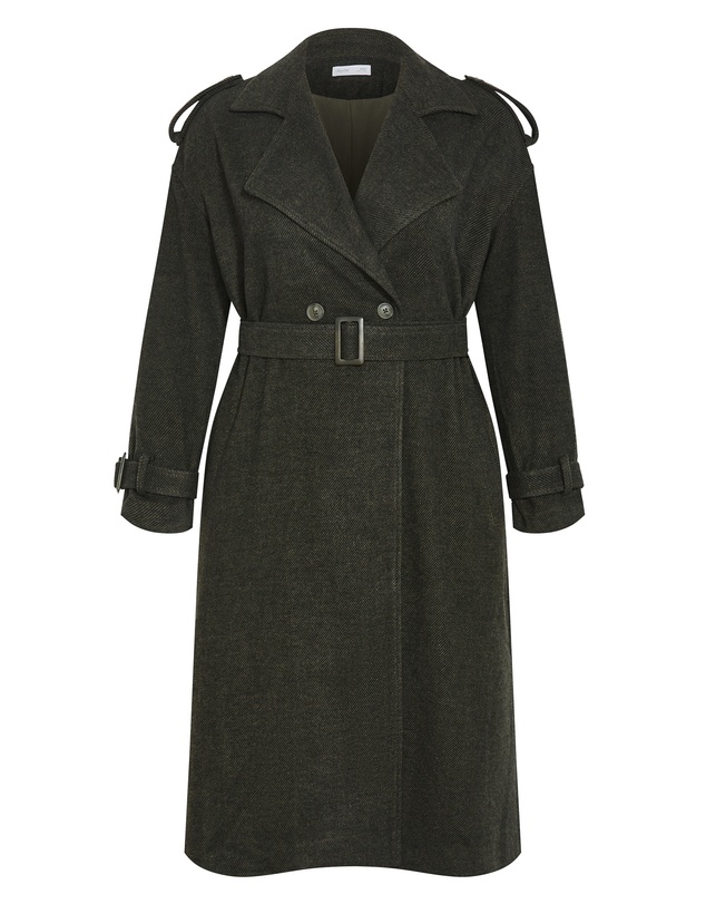 City Chic - Plus size Nadia Trench - hunter green