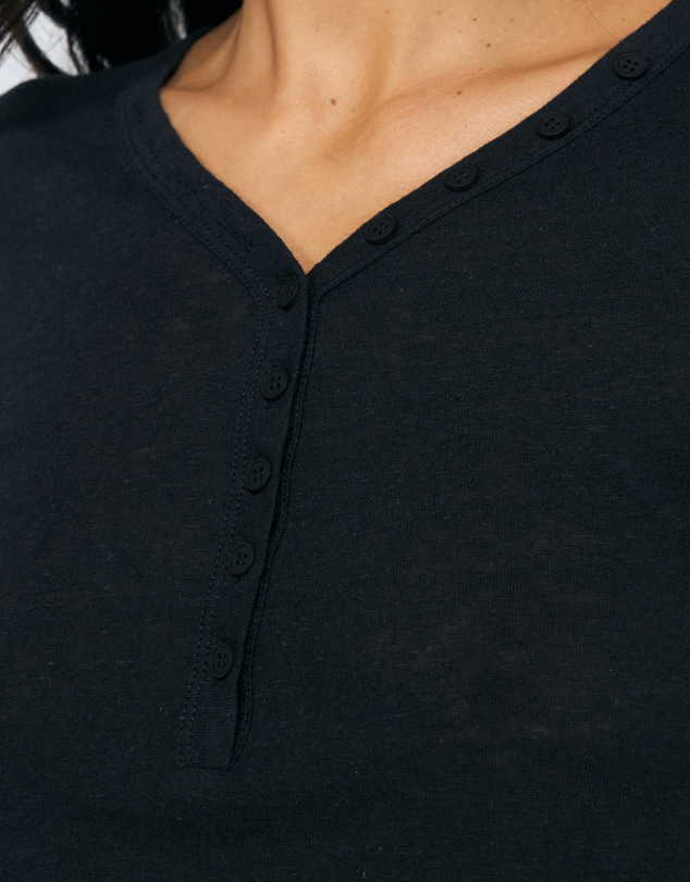 AERE - Linen Blend Henley T-Shirt