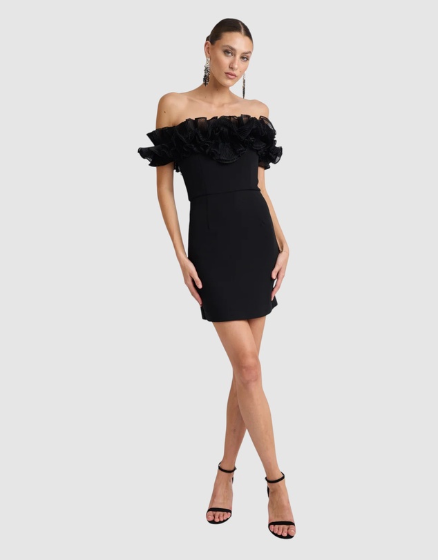 Romance by Honey and Beau - Trevia Frill Neckline Mini Dress