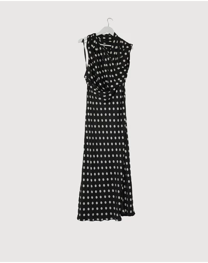 Revibe - Repaired BY JOHNNY. Dove Drape Polka Ankle Dress - AU 12
