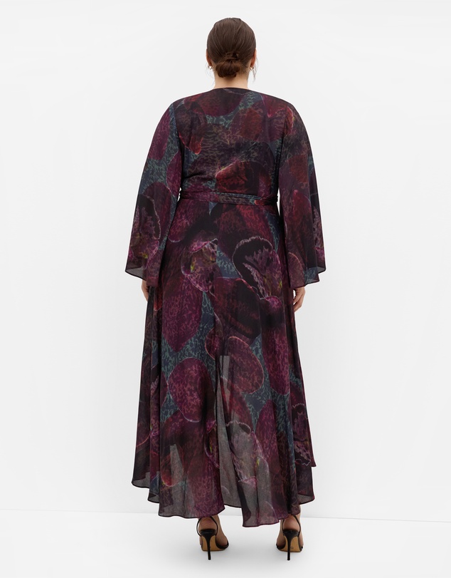 City Chic - Evangeline Orchid Print Wrap Maxi Dress