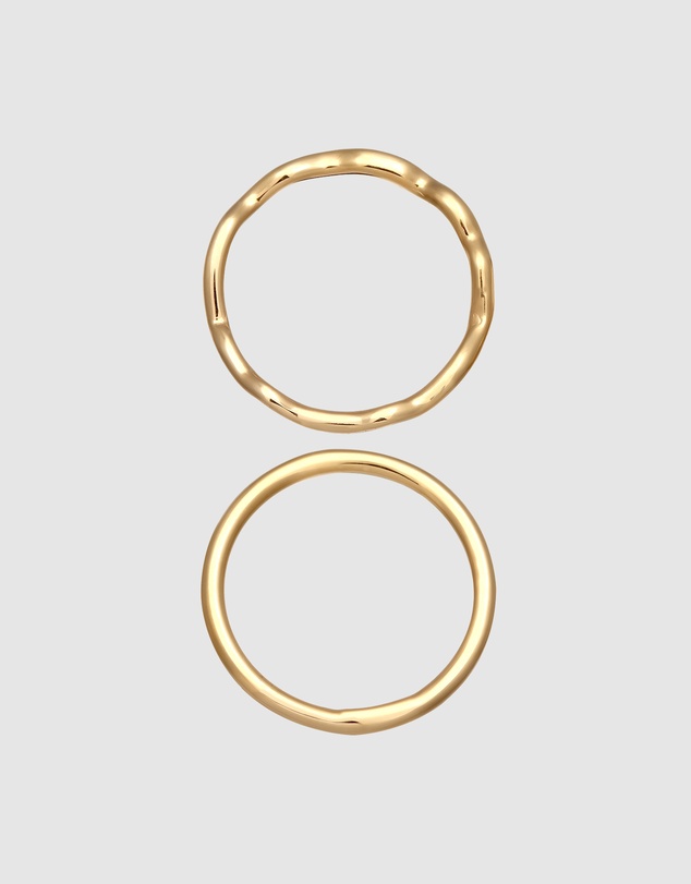 Elli Jewelry - Wave Double Ring Set in Gold-Plated 925 Silver