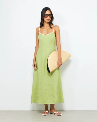 AERE - Miette Contrast Bind Midi Dress