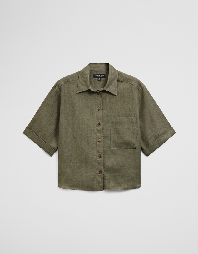 Country Road - Short Sleeve Crop Linen Shirt