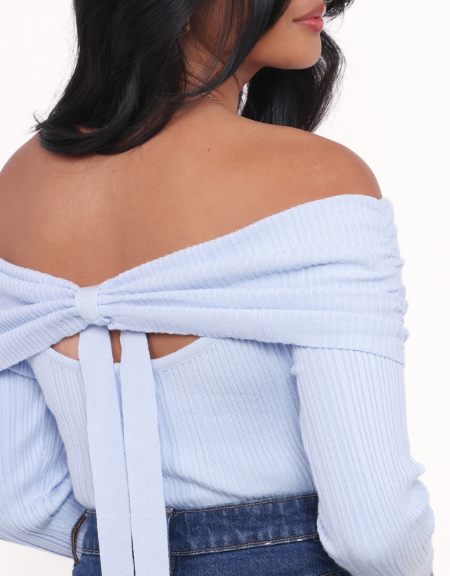 Petal & Pup - Junia Tie Back Knit Top - Pale Blue