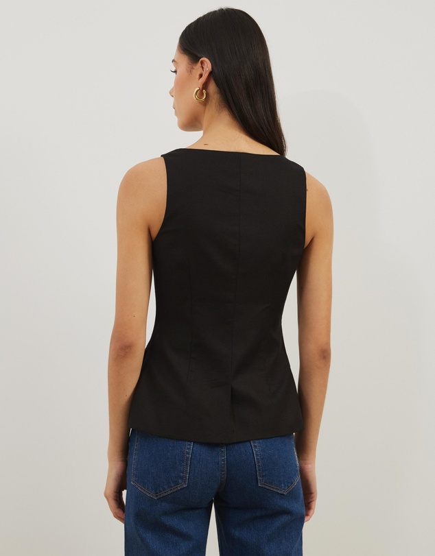 Atmos&Here - Solene Linen Blend Boat Neck Vest