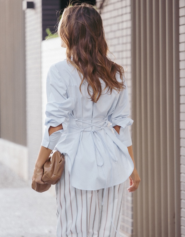 Petal & Pup - Yacra Tie Shirt - Pale Blue