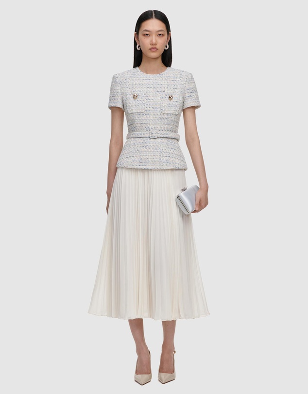 Self Portrait - Boucle Chiffon Midi Dress