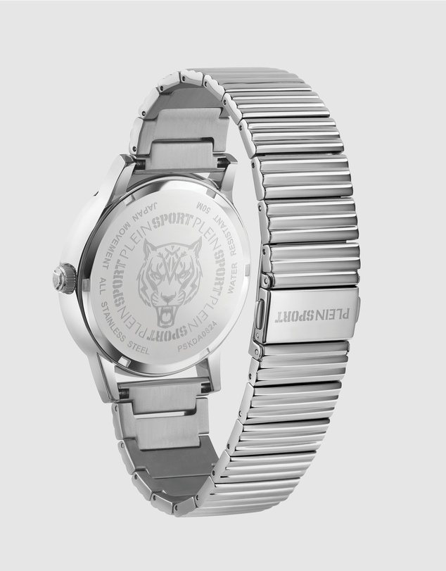 Plein Sport - PLEIN IRON TIGER 44mm White Silver dial and Silver-tone bracelet