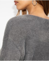 Dazie - Faye Fuzzy V-Neck Sweater