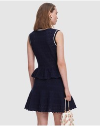 Self Portrait - Peplum Pointelle Knit Mini Dress