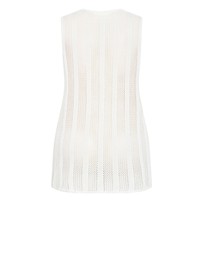 City Chic - Crochet Tie Vest - creme