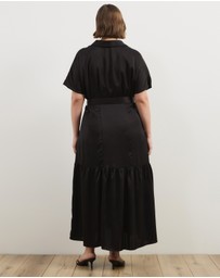 Atmos&Here Curvy - Margot Satin Short Sleeve Midi Dress