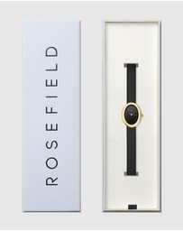 Rosefield - Ovale Black Matte Gold-Tone Black Leather Watch