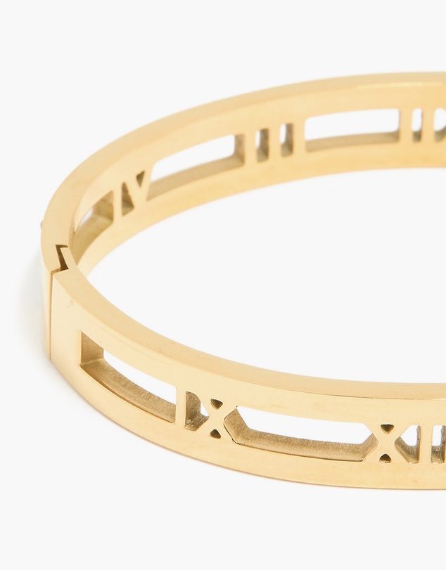Lovisa - Waterproof Gold Plated Stainless Steel Diamante Roman Numeral Bangle