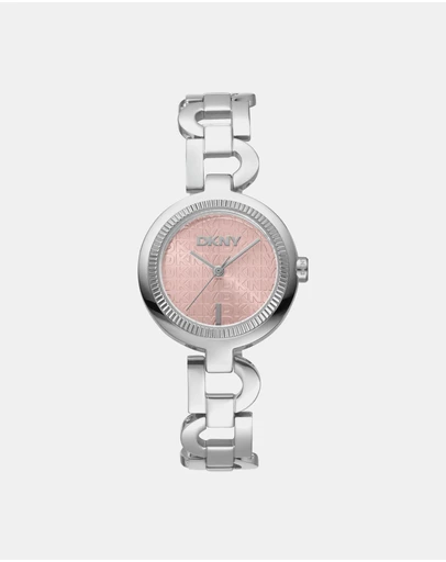 DKNY - Open Link Silver 28mm Pink Womens Watch