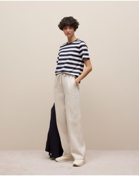 Trenery - Mercerised Cotton Stripe T-shirt in Night Sky