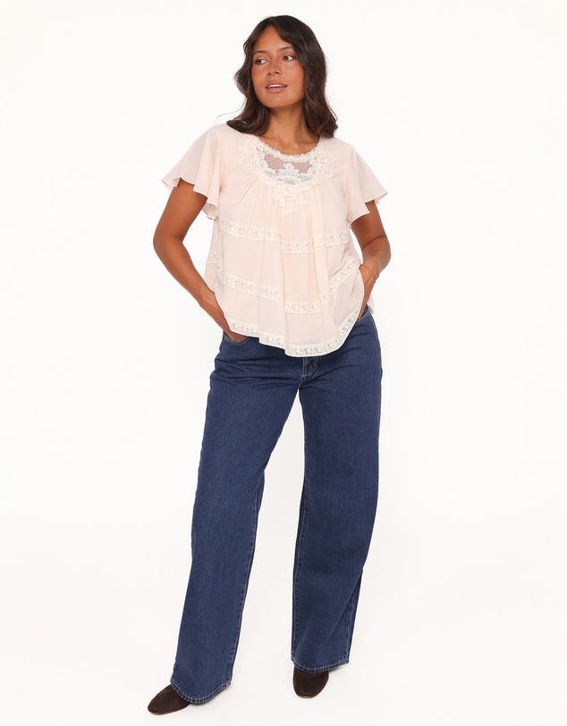 Petal & Pup - Galatea Lace Insert Top - Cream