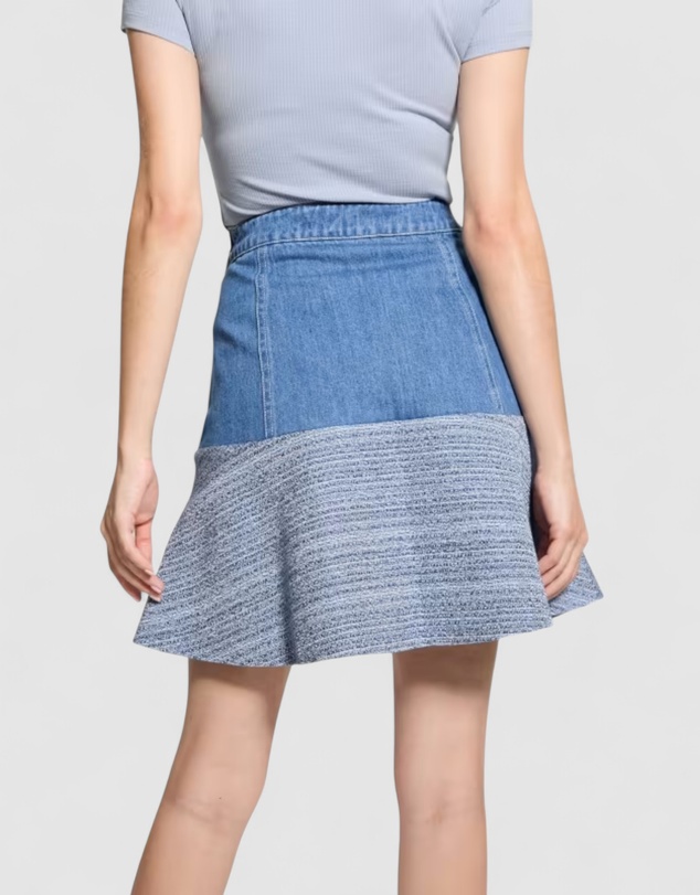 GUESS - Elsie Tweed Mix Denim Skirt