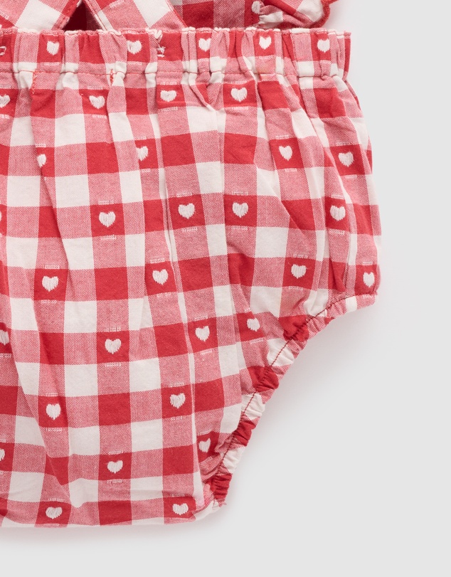 Purebaby - Gingham Overall Bodysuit Christmas -Kids-Babies