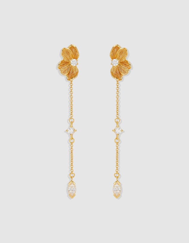 By Charlotte - Serene Lotus Chain Earrings