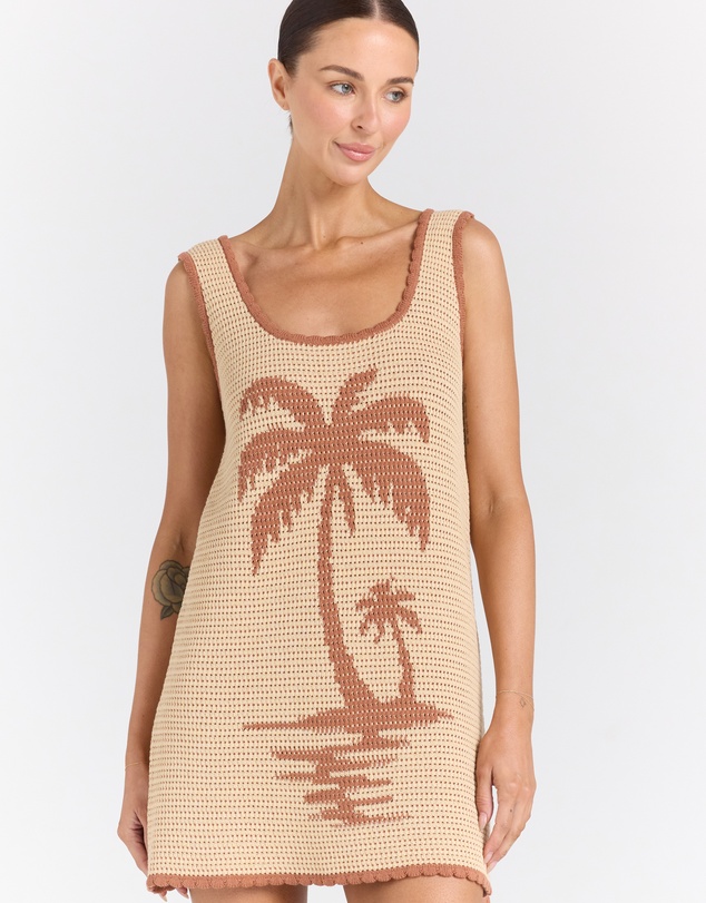 Poolside Paradiso - Palm Beach U Crochet Knit Dress - Sand