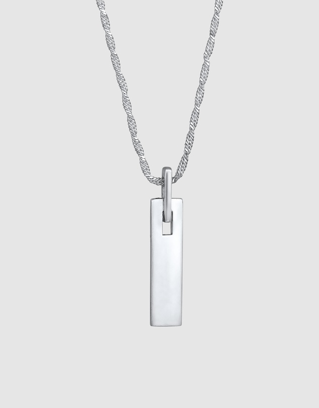 Kuzzoi - ICONIC EXCLUSIVE - Long Tag Pendant Necklace in 925 Sterling Silver