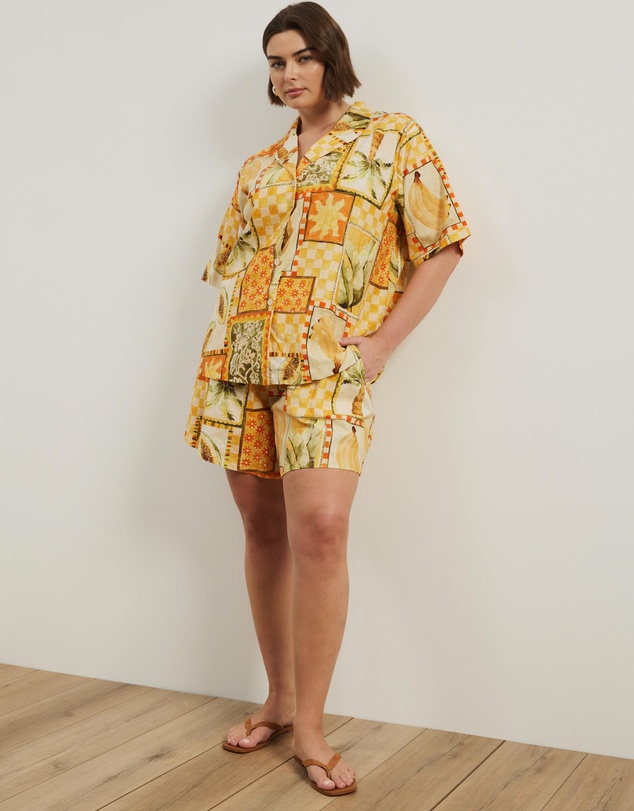 Atmos&Here Curvy - Paradise Linen Blend Shirt