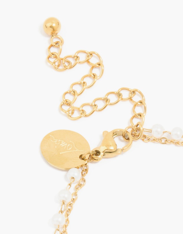 Lovisa - Waterproof Gold Plated Stainless Steel Pearl & Cubic Zirconia Bracelet