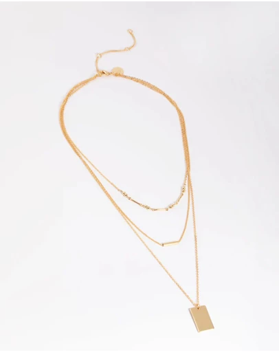Lovisa - Gold Plated Rectangular Layered Necklace