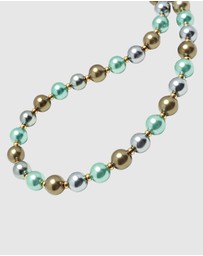 Nialaya Jewellery - 10mm Pastel Metallic Pearl Necklace with Gold