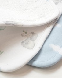 Living Textiles - 3 Pack Organic Wash Cloths - Elephant Playtime