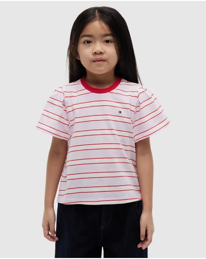Tommy Hilfiger - Girls Stripe Relaxed Jersey Crew Neck Top - Kids