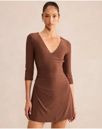 Forever New - Tash V-Neck 3 & 4 Sleeves Mini Dress