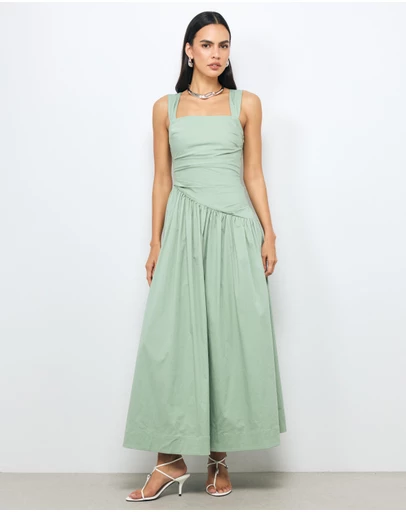 AERE - Kylara Ruched Midi Dress