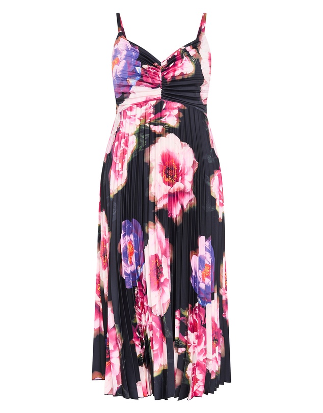 City Chic - Ariana Pleat Print Maxi Dress