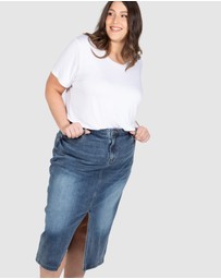 Love Your Wardrobe - Tabitha Stretch Denim Midi Skirt