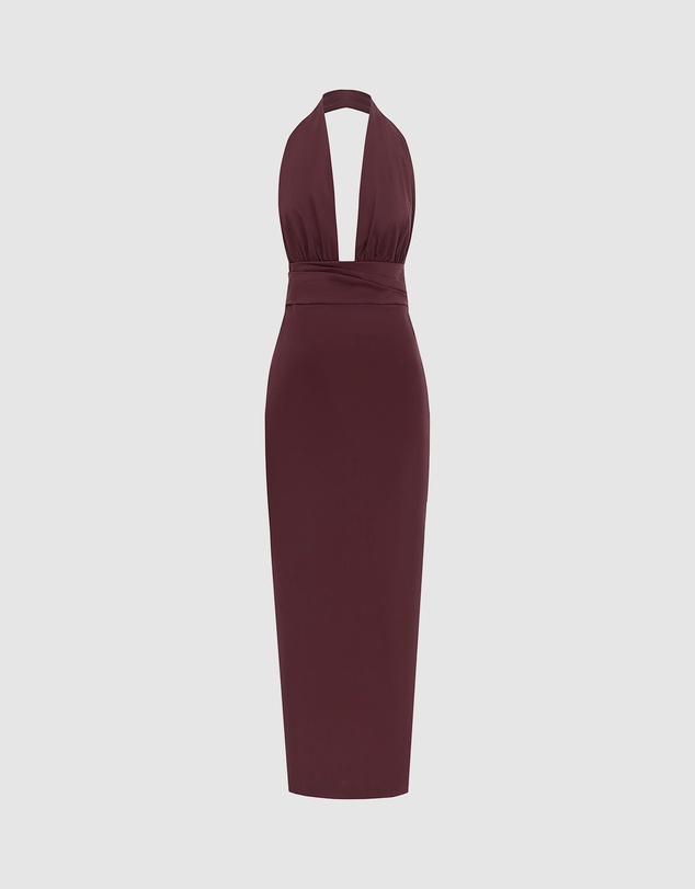 Shona Joy - Campbell Halter Plunged Maxi Dress