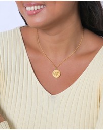 Elli Jewelry - Necklace Mandala Pendant Round 925 Sterling Silver Gold Plated